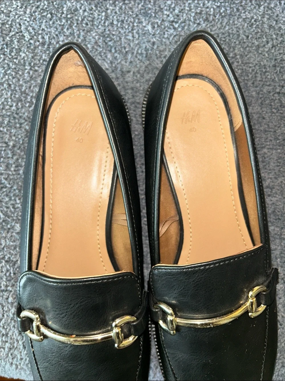 H&M Black Loafers with silver hardware